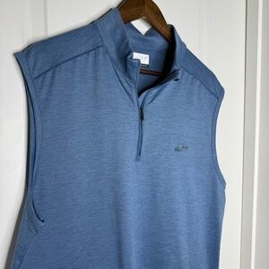 Greg Norman 1/4 Zip Sweater Vest Mens Large Blue Knit Golf Performance Pullover